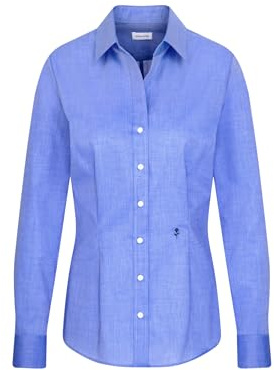 Seidensticker City Bluse Langarm Slim Fit Uni Bügelfrei, Camicia Donna, Blu (Mittelblau), 48