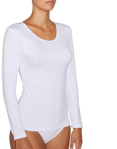 YSABEL MORA Camiseta Térmica para Mujer de Manga Larga. Térmico con Interior Afelpado para Invierno. Ropa Térmica de Frío Extremo para Deporte y Nieve. Color Blanco. Talla M.