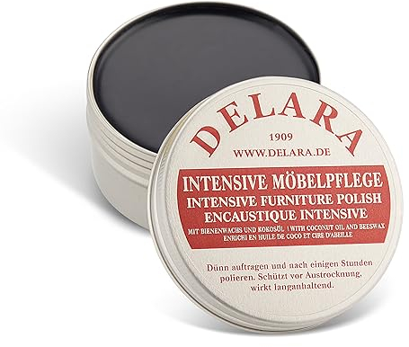 DELARA Entretien intensif des Meubles de très Haute qualité avec Cire d'abeille et Huile de Coco, 75 ML, Couleur Noir