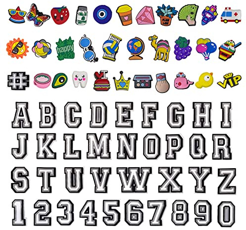 TSHAOUN 67 Stück Schuh-Charm 37 Stück Nummern Buchstaben und 30 Stück Cartoon Schuh-Anstecker-Dekoration, Kawaii-Deko, Clog-Dekor, Armband-Charms, Schuh-Charm für Kinder Erwachsene