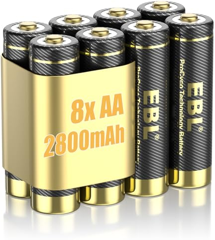 EBL AA Akku Pro Version 8 Stück - wiederaufladbare AA Batterien 2800mAh hohe Kapazität und Ladenzyklens