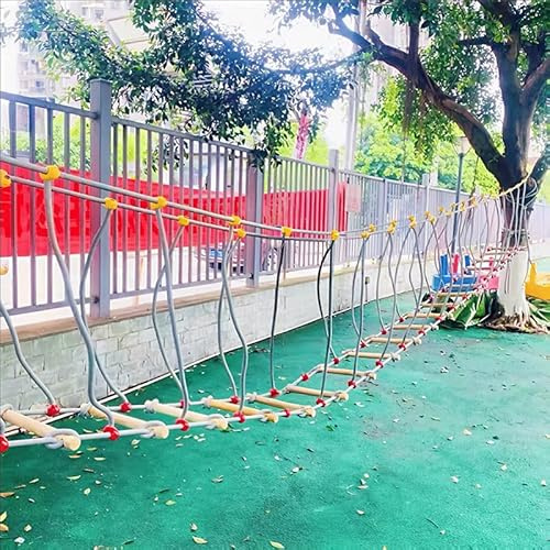 Kindergarten children's physical fitness training equipment balance bridge swing bridge suspension bridge climbing frame single wooden bridge (nylon rope+anti-corrosion wood+accessories)(Size:3m)