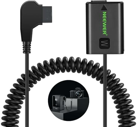 NEEWER D Tap to NP-FW50 - falskt batteri med kabel för V-monterat batteri, stabil kontinuerlig strömförsörjning för Sony ZV-E10 A3000 A5000 A5100 A6000 A6100 A6300 A6400 A6500 A7 II A7R II