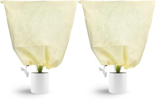 XIABYAYU Cappuccio Protezione Piante, 2 Pezzi Telo Antigelo per Piante con Cordoncino, 80 x 60 cm, Copertura Piante Inverno per Giardinaggio, Prevenire Insetti, Neve, Freddo