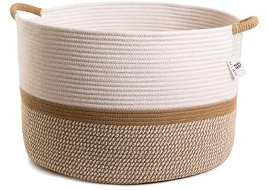 Cesta Almacenaje XL Ø50×33cm – Cuerda de Algodón Gruesa que Mantiene la Forma – Ideal como cesta ropa limpia, cesta colada, cesta grande para salón, juguetes y laundry basket decorativa