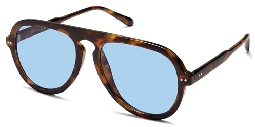 SOJOS Retro Aviator Sunglasses Womens Mens Vintage Plastic Frame Shades Lentes De Sol Para Mujer SJ2255 Light Blue