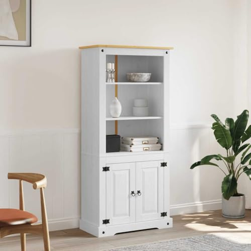 QINXIXINAIXI Cupboard Mexican Pine Corona Range White 31.5x15.7x66.9 Sideboard and Buffet Storage Standing Buffet Cabinet