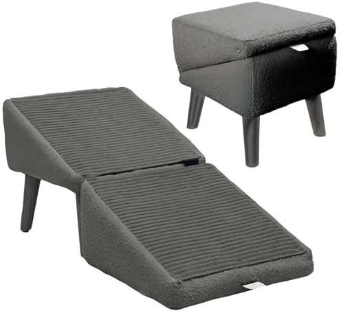 Scala pieghevole per animali domestici, scala per cani di piccola taglia, altezza 25 cm, rampa per cani, per letto, divano, sedia, divano e auto (grigio, L, 1)