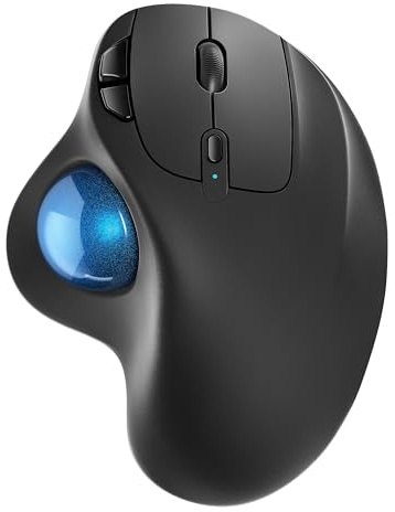 Nulea M501 Wireless Trackball: Rechargeable, Ergonomic, Thumb-Controlled, Precise, 3 Devices (Bluetooth/USB), Compatible with PC, Laptop, Mac, Windows（Baby Blue）