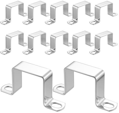 12 PcsAbrazaderas Metalicas Cuadradas, Abrazaderas Metalicas en U, Abrazaderas de tubo acero inoxidable 304, Soporte Conector tubo cuadrado 40x40mm para tuberías de suministro de agua