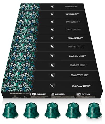 Nespresso Original - Assortiment Stockholm Lungo - 100 Capsules Café | Compatible avec machines Nespresso Original-Pour préparer café allongé ou latte-Assemblage pur Arabica intense et onctueux
