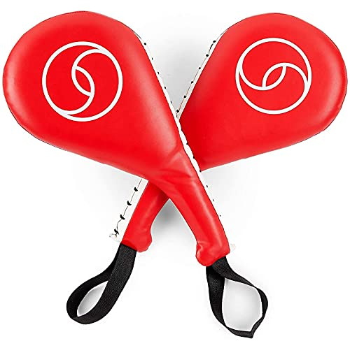 2 Pack Taekwondo Kick Pads, Martial Arts Training Equipment, Kickboxing Striking Target Pads, TKD Sparring Gear (Red)