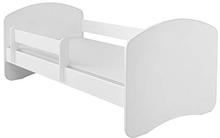 ACMA II Letto Junior 140x70 cm Bianco con Materasso e Rete a Doghe - Letto per Bambini con Sponde di Sicurezza, Portata fino a 120 kg, Variante senza Cassetto