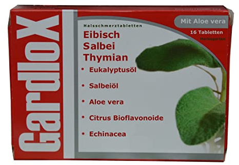 Gardlox Halsschmerzen Lutschtabletten, 16 St., Eibisch, Salbei, Thymian, Eukalyptusöl, Vit. C, trockener Husten, Rachenschmerzen, Reizung, Heiserkeit, erkältungsmittel globuli erkältung