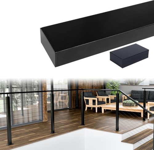 Muzata 6'6 Aluminum Black Cable Railing Handrail Rectangular Handrail for Cable Railing System Top Rail Deck Stair Indoor Outdoor Length Adjustable with Paper User Guide HL10 BPA