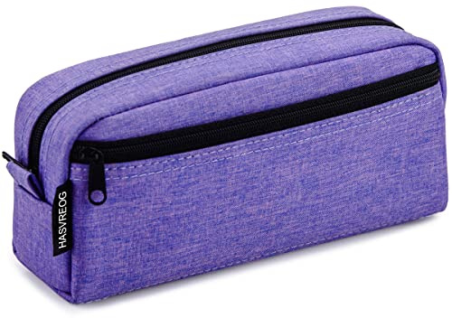 HASVREOG Big Capacity Pencil Case Large Capacity Pen Bag for Students Stationery Pouch Pencil Box Desk Organizer with Smooth Zipper Portable Pencil Pouch for School Office Supplies(Purple)