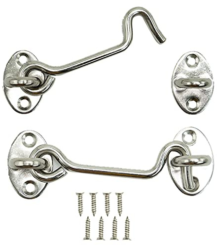 2 ganci per cabina, chiavistelli e bulloni per serrature delle porte, chiavistelli in acciaio inox per porte del garage e finestre, 10 cm, argento