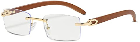 LumiSyne Occhiali Da Sole Quadrati Senza Montatura Donna Uomo Astine In Legno Lente Sfumata Trasparenti Protezione UV400 Antiabbagliamento Occhiali Rettangolari Retro Per Guida Viaggi Decorazioni