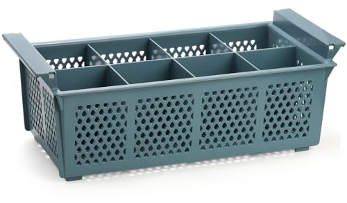 Nicunom Large Flatware Rack, 16 Plastic Cutlery Basket 8-Slot Silverware Organizer for Knives, Forks, Spoons, Utensils, Flatware Dishwasher Basket for Kitchen Restaurant Camping RV