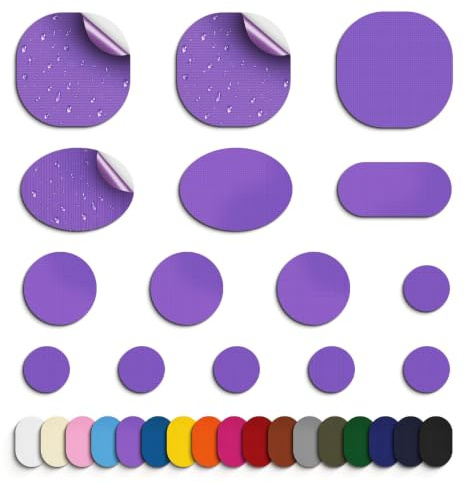 Skystuff Down Jacket Repair Patch, 45pcs Self-Adhesive Nylon Repair Patches | Waterproof Fabric Repair Tape Patch for Sofa, Down Jackets,Tents, Sleeping Bags, Backpack, Clothing, Puffer Coats,Purple