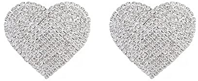 Rhinestone Heart Love Big Stud Earrings for Women Dainty 925 Sterling Silver Post Big Crystal Hearted Studs Pin Hypoallergenic Fashion Wedding Her Mom (Silver)