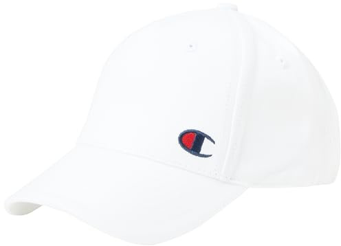 Champion Unisex Icons Accessories-805974 Woven Cotton Twill C-Logo Baseballkappe, Weiß, One Size