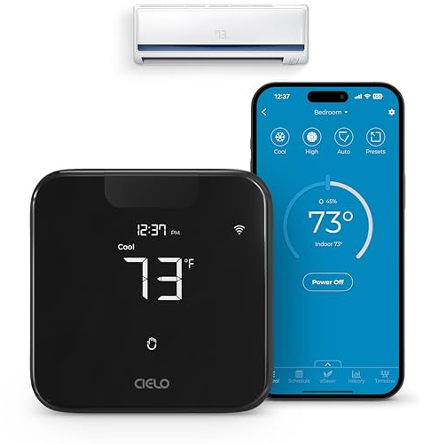Breez Max Smart AC Controller | AHR Product of the Year WiFi Thermostat for Mini-Split, Window, Portable AC/Heat Pump | AI-Based Tech | Free App, No Subscription | Alexa, Google, IFTTT etc. (Black)