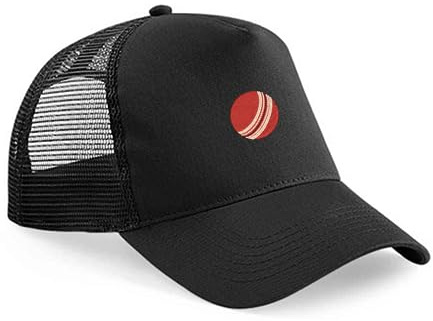 Cricket Ball Embroidery Baseball Cap | Sporty Kids Snapback Hat for Young Fans Black