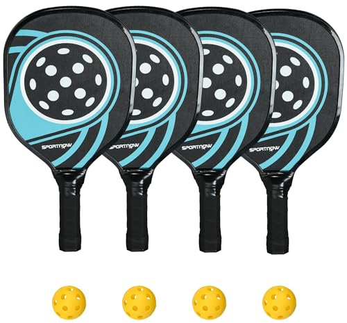 SPORTNOW Pickleball Paddles Set Schläger Set mit 4 Schlägern, 4 Bällen, Ergonomisch Griff Tasche, Paddelschläger für Indoor & Outdoor, Anfänger Freizeitspieler