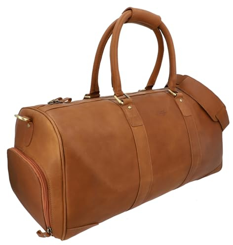 Gusti Leder Reisetasche Davide - Vintage-Stil Weekender - Reisegepäck aus Leder für Damen & Herren - Braun