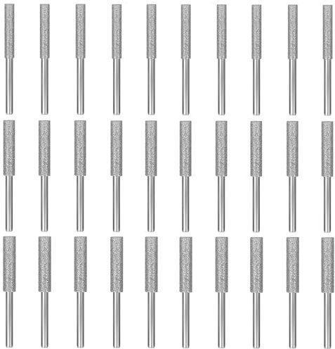 Affilatrice per Motoseghe Diamantate, 30 Pezzi Affila Catena Motosega, Affilacatene Affilatore per Motosega 4mm 4.8mm 5.5mm, Pietra Abrasiva per Motosega, per Smerigliare, Argento