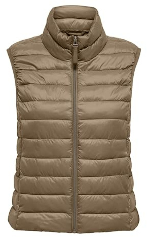 ONLY Quilted Waistcoat Onltahia LW-Abrigo de Cintura Acolchado CC Otw, Cocoa Créme, M Mujeres