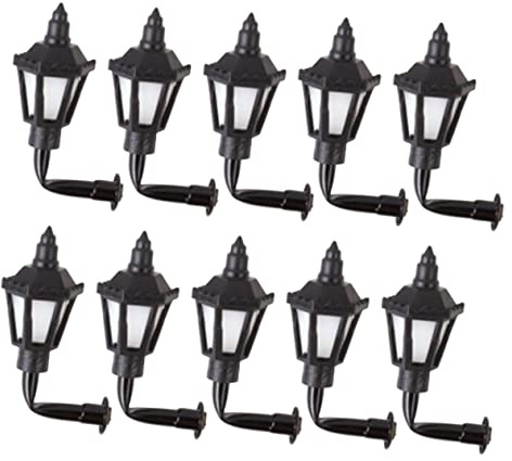 SKISUNO Lot de 10 Mini Appliques Murales LED Vintage en Abs et Acier Inoxydable pour Décoration de Maison de Poupée, Facile à Installer pour Table à Sable et Scène Miniature