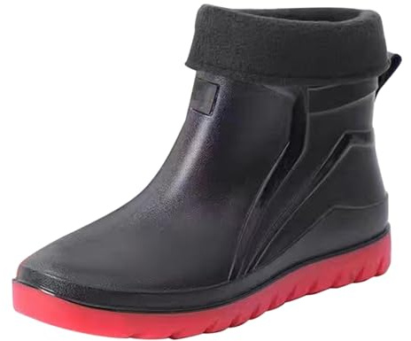 Work Wellies Mens Steel Toe Waterproof, Pvc Short Garden Boots Warm Adjustable Anti-Slip Wellingtons Outdoor Insulated Rubber Wide Fit Work Rain Knee High Booties