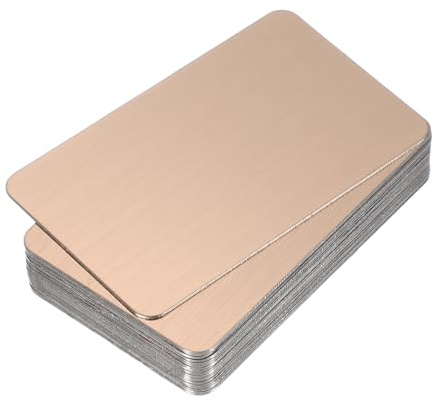 PATIKIL 0,3 mm visitkort i rostfritt stål, 12-pack borstat tomt namnkort lasergravering för gör-det-själv-presentkort, roséguld