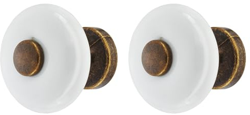 cyclingcolors 2x pomo de cajón porcelana cerámica Ø30 mm inserto de latón marrón envejecido estilo vintage antiguo para mueble puerta tirador cómoda armario casa con tornillos