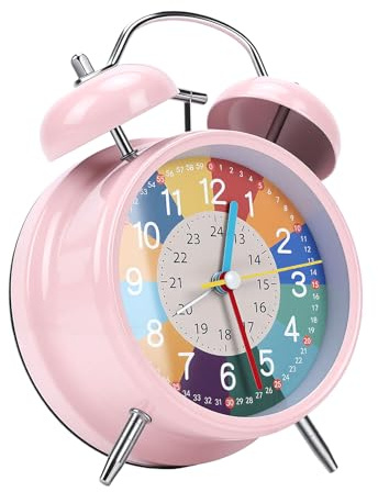 Sveglia a Doppia Campana Sveglia Forte Colorata Ed Elegante retrò per Scrivania della Camera da Letto Design Compatto in Metallo