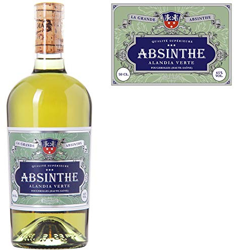 Absinth ALANDIA Verte | Mit Goldmedaille prämiert | Original Rezeptur aus dem 19. Jh. | Ohne Farbstoff | 65% Vol. | (1x 0,5 l)