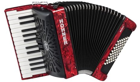ACORDEONES PIANO. HOHNER Acordeon de piano cromatico BRAVO II 48 ROJO A16532 SILENTKEY.