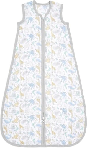 aden + anais essentials Baby Sleeping Bag, 100% Cotton Muslin, Wearable Swaddle Blanket for Girls & Boys, Newborn Sleep Sack, TOG Rating 1.0, 6-18 Months, natural history