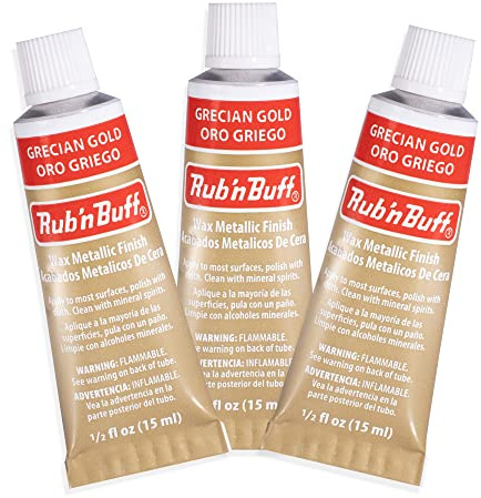AMACO Rub n Buff Wax Metallic Finish - 3 Rub n Buff Grecian Gold 15ml Tubes - Versatile Gilding Wax for Finishing Furniture Antiquing and Restoration - Rub and Buff Colors Set of Three