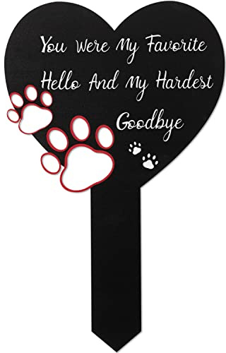 BUoonyer Marcadores conmemorativos de tumbas para perros y gatos, decoración de lápidas de cementerio de mascotas, decoración de piedras de tumba de cruz de metal, letrero de cementerio para jardín al