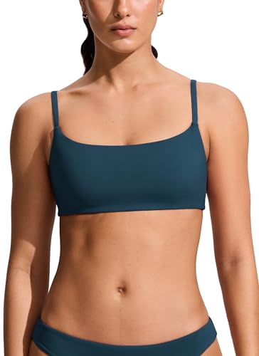 CRZ YOGA-C Escote Redondo Top de Bikini | Copas Desmontables, Tirantes Ajustables Finos, Natación, Sujetador de Baño para Mujer