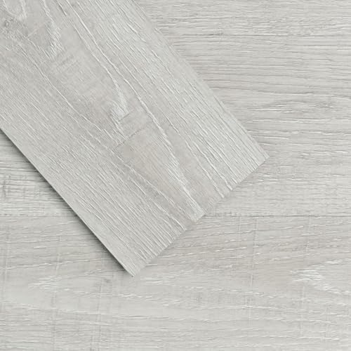 MULGREAT Peel and Stick Floor Tile, 54 Sq.Ft Self Adhesive Vinyl Flooring Plank, 36 Pieces Waterproof Heavy Duty Wood Grain Tiles, 36x6 DIY Planks for Bedroom Kitchen Apartment Bathroom White