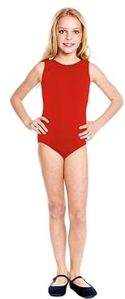 Partilandia Body o Maillot con tirante ancho rojo para niña 12 años