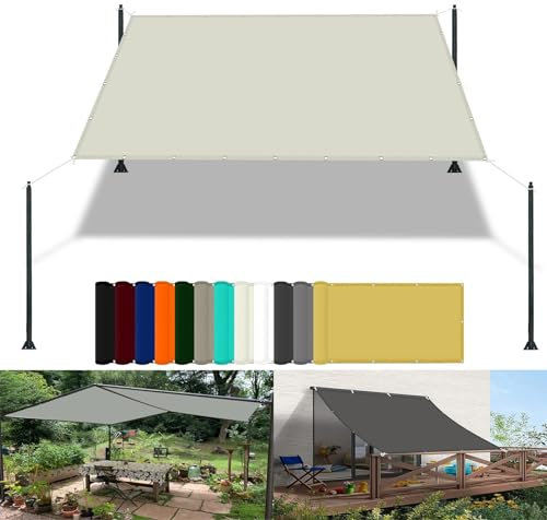 Garden Screening 1.1 x 1.2 m(3.6 x 3.9ft) Waterproof Patio Sail Pergola with Free Rope UV Block Weather-Resistant with Grommets Pes Sun Shades Outdoor Garden Patio Party, Ivory
