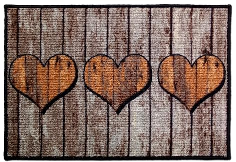 Mat-Master Fußmatte 50x70 cm/rutschfeste waschbare Fußmatte mit starker Nässe,-Schmutzfangfunktion (Holzherzen)