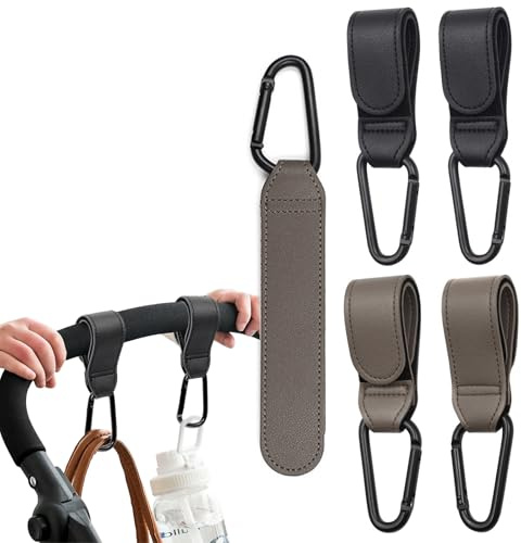 MEOAlBkey 4 clip antiscivolo resistenti per carrozzina, per la spesa e le borse dei pannolini, ganci universali per passeggino, accessori ideali per genitori con passeggini