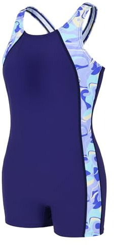 FEOYA Maillot de Bain Fille Une Pièce Anti-UV Combishort Natation Fille avec Bretelles Croisées Maillot de Bain Sport Fille 5-13 Ans