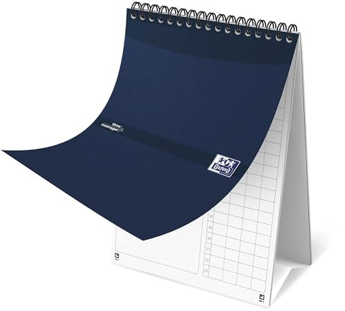 Oxford Gestor de tareas, cuaderno de lista de tareas, encuadernado, planificador de 140 páginas, azul marino, blanco